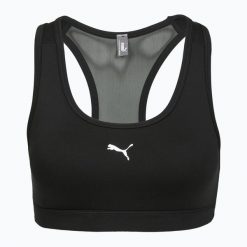 Biustonosz do biegania PUMA 4Keeps Bra Black. Czarne biustonosze Puma, bez wzorów, z elastanu. Za 79.99 zł.