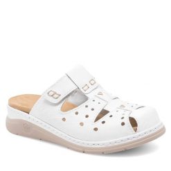 Klapki Rieker. Białe klapki damskie Rieker, bez wzorów, bez obcasa. Za 339.99 zł.