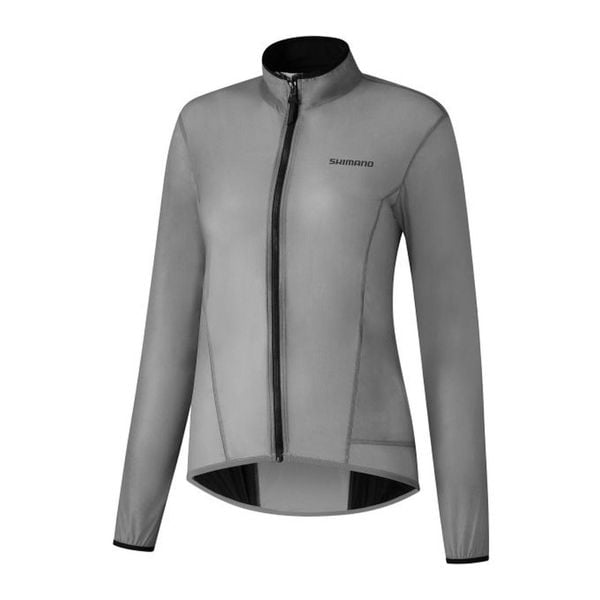 Fahrrad- Windjacke Damska kurtka wiatrówka SUMIRE Light, antracytowo-szara. Szare kurtki damskie Shimano, bez wzorów, z materiału, bez kaptura. W wyprzedaży za 392.50 zł.