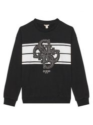 Guess Bluza J5YQ01 KA6R4 Czarny Regular Fit. Czarne bluzy dla dziewczynek Guess, z aplikacjami, z bawełny, bez ramiączek, bez kaptura. Za 139.99 zł.