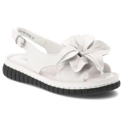 Sandały damskie Vinceza, cholewka ze skóry naturalnej ozdobna kokarda i miękka wkładka, biała, 66917. Białe klapki damskie VINCEZA, z aplikacjami, ze skóry, klasyczne, bez obcasa. Za 169.00 zł.