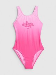 4F Kostium kąpielowy jednoczęściowy dziewczęcy - różowy 134/140 (8-10 lat). Czerwone stroje kąpielowe dla dziewczynek 4f, bez wzorów, z materiału. Za 89.99 zł.