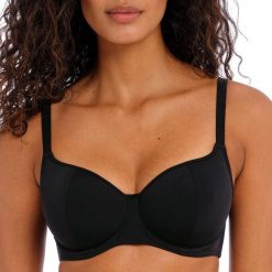 Damski top do kostiumu kąpielowego Freya Jewel cove. Czarne topy damskie FREYA ACTIVE, bez wzorów, bez kołnierzyka, bez ramiączek. Za 224.70 zł.