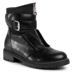 Botki DeeZee. Czarne botki damskie DeeZee, bez obcasa, na płaskiej podeszwie, bez zapięcia. Za 119.99 zł.