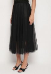 Czarna Tiulowa Spódnica o Rozkloszowanym Kroju Rallasea. Czarne spódnice damskie Born2be, l, bez wzorów, z materiału, eleganckie, midi, proste. Za 59.99 zł.
