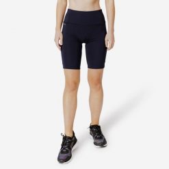 Legginsy do biegania krótkie damskie Kiprun Run 500 Comfort. Niebieskie legginsy sportowe damskie KIPRUN, m, bez wzorów, z materiału, krótkie, do biegania. Za 59.99 zł.