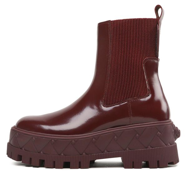 Botki Kurt Geiger. Czerwone botki damskie Kurt Geiger, bez obcasa, na płaskiej podeszwie, bez zapięcia. Za 1,319.00 zł.