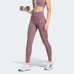 Legginsy Optime Full-Length. Fioletowe legginsy damskie Adidas, bez wzorów, z materiału. Za 279.00 zł.