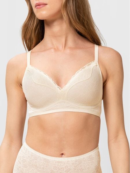 Triumph Biustonosz bezfiszbinowy Fit Smart 10205981 Beżowy. Brązowe biustonosze Triumph, bez wzorów, z syntetyku. Za 159.99 zł.