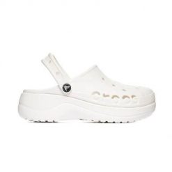 Buty do chodzenia damskie Crocs Baya Platform Clog. Białe obuwie sportowe damskie Crocs, bez wzorów, z kauczuku, trekkingowe. Za 199.00 zł.