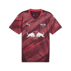 Męska koszulka wyjazdowa RB Leipzig 24/25 PUMA Dark Jasper Active Red. Czerwone koszulki sportowe męskie Puma, m, bez wzorów, bez kołnierzyka, bez ramiączek, do piłki nożnej. W wyprzedaży za 296.92 zł.
