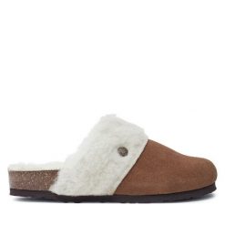 Kapcie Genuins. Brązowe kapcie damskie Genuins, bez wzorów. Za 249.99 zł.