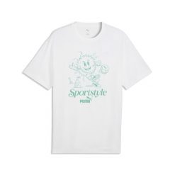 Męska koszulka z grafiką z motywem słońca PUMA. Białe koszulki sportowe męskie Puma, m, bez wzorów, bez kołnierzyka, bez ramiączek, trekkingowe. Za 109.00 zł.