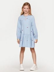 Tommy Hilfiger Sukienka codzienna KG0KG08104 Niebieski Regular Fit. Niebieskie sukienki dla dziewczynek Tommy Hilfiger, bez wzorów, z lyocellu, bez ramiączek. Za 239.99 zł.