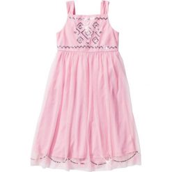 Sukienka tiulowa z cekinami bonprix jasnoróżowy pudrowy. Sukienki dla dziewczynek marki bonprix. Za 44.99 zł.