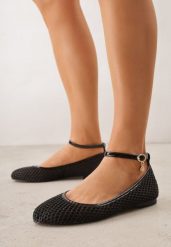 Czarne Siateczkowe Balerinki z Wkładką ze Skóry Naturalnej Ozdobione Aplikacją Adriarissa. Czarne baleriny damskie Born2be, na lato, z aplikacjami, ze skóry, biznesowe, bez obcasa. Za 69.99 zł.