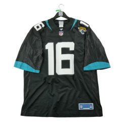 Second life - Koszulka męska NFL Trevor Lawrence - Stan bardzo dobry. Czarne koszulki sportowe męskie NFL, l, bez wzorów, bez kołnierzyka, bez ramiączek, do piłki nożnej. Za 212.96 zł.