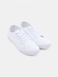 Sznurowane trampki - biały. Białe trampki i tenisówki damskie Sinsay, bez wzorów, bez zapięcia. Za 39.99 zł.