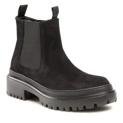 Sztyblety Pollini. Czarne botki damskie Pollini, bez obcasa, na płaskiej podeszwie, bez zapięcia. Za 1,869.00 zł.