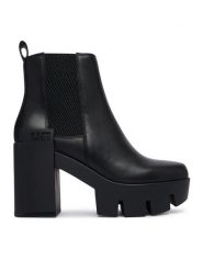 United Nude Botki Grip Chelsea Mid V 110330116 Czarny. Czarne botki damskie United Nude, ze skóry, bez obcasa, na słupku, bez zapięcia. Za 1,649.00 zł.