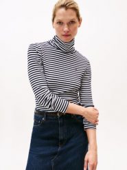 Tommy Hilfiger koszulka z długim rękawem Kobiety Dżersej niebieski|biały, L. Białe t-shirty damskie Tommy Hilfiger, l, bez wzorów, z dżerseju, bez kołnierzyka. Za 229.95 zł.