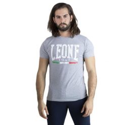 Męska koszulka z krótkim rękawem Leone 1947 Apparel. Szare buty sportowe męskie LEONE 1947 APPAREL, l, bez wzorów, z tkaniny, bez kołnierzyka, bez ramiączek, na fitness i siłownię. W wyprzedaży za 83.85 zł.