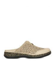 Rieker Klapki CEO-46376-60 Beżowy. Brązowe klapki damskie Rieker, bez wzorów, ze skóry, bez obcasa. Za 329.99 zł.