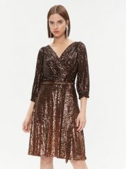 DKNY Sukienka codzienna DD3HR967 Brązowy Regular Fit. Brązowe sukienki damskie DKNY, na co dzień, bez wzorów, z syntetyku, bez kołnierzyka, bez ramiączek, proste. Za 489.99 zł.