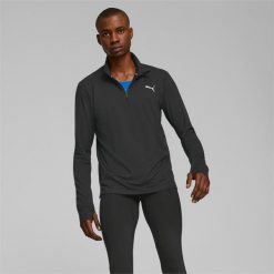 Bluza Puma Run Favorite Z Zamkiem 1/4 M Dorosłych. Czarne bluzy męskie Puma, m, bez wzorów, z elastanu, bez kaptura. Za 139.99 zł.