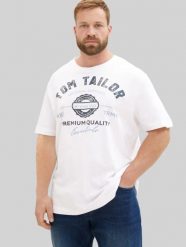 Męska Koszulka Tom Tailor Plus Logo Tee White 1039944 20000. Białe t-shirty męskie Tom Tailor, m, bez wzorów, bez kołnierzyka. Za 69.99 zł.