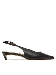 Tommy Hilfiger Czółenka Squared Toe Kitten Slingback FW0FW08711 Czarny. Czarne czółenka damskie Tommy Hilfiger, bez wzorów, ze skóry, bez obcasa, bez zapięcia. Za 379.99 zł.