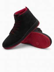 Buty męskie ocieplane sneakersy za kostkę - czarne V2 - Rozmiar: 41. Czarne buty sportowe męskie Ombre Clothing, z materiału, za kostkę, bez zapięcia. W wyprzedaży za 79.99 zł.