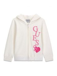 Guess Bluza K6RQ01 KA6R4 Biały Regular Fit. Białe bluzy dla dziewczynek Guess, z aplikacjami, z bawełny, bez ramiączek, bez kaptura. Za 199.99 zł.