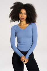 Koszulka fitness damska Gym Glamour wycięta z długimi rękawami. Białe koszulki sportowe damskie GYM GLAMOUR, l, z aplikacjami, z materiału, eleganckie, bez kołnierzyka. Za 149.99 zł.