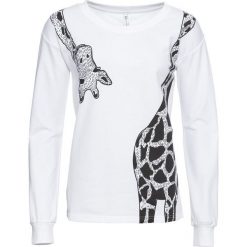 Bluza dresowa z nadrukiem żyrafy bonprix biały. Bluzy damskie bonprix. Za 74.99 zł.