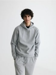 Bluza regular z kapturem - jasnoszary. Szare bluzy męskie Reserved, l, bez wzorów, z bawełny, z kapturem. Za 129.99 zł.