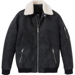 Kurtka bejsbolówka ze sztucznej skóry z kołnierzykiem z futerkiem Regular fit bonprix czarny. Kurtki męskie marki bonprix. Za 124.99 zł.