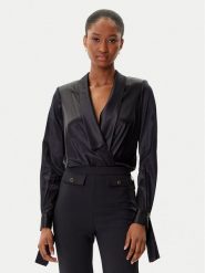 Elisabetta Franchi Body CB-007-57E2-V490 Czarny Regular Fit. Czarne bluzki damskie Elisabetta Franchi, bez wzorów, z jedwabiu, bez kołnierzyka, bez ramiączek. Za 1,999.00 zł.