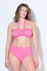 Damskie Góra od bikini miękkie miseczki wiązanie na szyi. Czerwone bikini damskie Ulla Popken, plus size, bez wzorów, plus size. Za 179.99 zł.