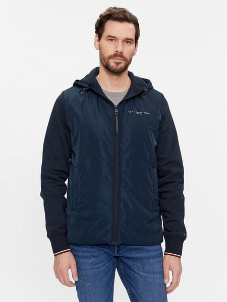 Tommy Hilfiger Bluza Mix Media MW0MW34253 Granatowy Regular Fit. Niebieskie bluzy męskie Tommy Hilfiger, m, bez wzorów, z bawełny, bez kaptura. Za 579.99 zł.