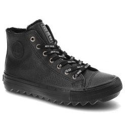 Czarne Sneakersy Big Star Damskie Sportowe Obuwie. Czarne obuwie sportowe damskie Big Star, bez wzorów, z futra. Za 129.00 zł.
