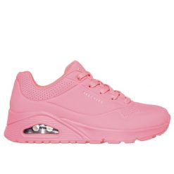 Trenerzy damscy Skechers Uno. Czerwone obuwie sportowe damskie Skechers, bez wzorów, z materiału. Za 312.99 zł.