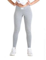 Błyszczące legginsy damskie. Szare legginsy sportowe damskie LEONE 1947 APPAREL, l, bez wzorów, z bawełny, na fitness i siłownię. Za 42.06 zł.