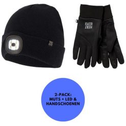 Zestaw czapka i rękawiczki męskie + LED termoutwardzalne. Czarne rękawiczki męskie HEAT KEEPER, na zimę, bez wzorów, z poliamidu, sportowe. Za 181.54 zł.