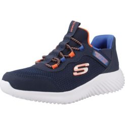 Buty sportowe Sneakersy dziewczęce, Slip-Ins: Bounder - Brisk-Burst. Niebieskie buty sportowe dziewczęce Skechers, bez wzorów, bez zapięcia. Za 199.99 zł.