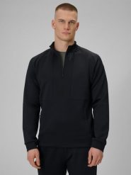 4F Bluza treningowa regular szybkoschnąca męska - czarna XL. Czarne bluzy męskie 4f, l, bez wzorów, z materiału, bez kaptura. Za 199.99 zł.