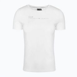 Koszulka damska EA7 Emporio Armani Natural Ventus 7. Białe koszulki sportowe damskie EA7 Emporio Armani, l, bez wzorów, z elastanu, bez kołnierzyka, bez ramiączek, na fitness i siłownię. Za 239.99 zł.