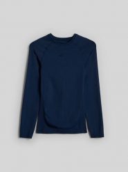 4F Bielizna termoaktywna bezszwowa (góra) damska - granatowa XL/XXL. Niebieskia bielizna termoaktywna damska 4f, xl, bez wzorów, z materiału, bez ramiączek, długie. Za 149.99 zł.