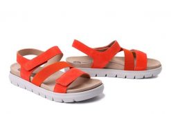 DR. BRINKMANN 710270-62 orange, sandały damskie. Brązowe sandały damskie Dr. Brinkmann, bez wzorów, ze skóry, bez obcasa, bez zapięcia. Za 280.42 zł.