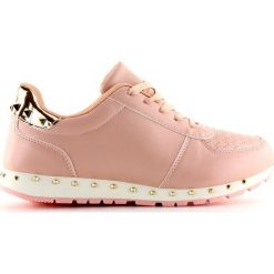 Buty sportowe z ćwiekami różowe BK-85 Pink. Czerwone obuwie sportowe damskie ButyModne, bez wzorów, ze skóry ekologicznej. W wyprzedaży za 79.00 zł.